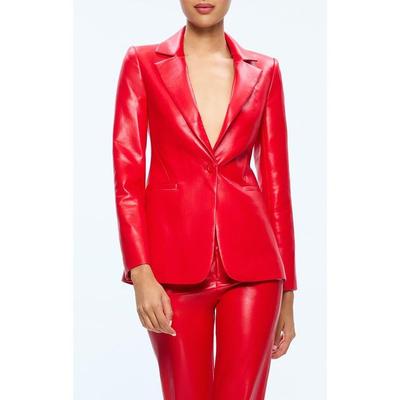 Macey Faux Leather Blazer - Red - Alice + Olivia Jackets