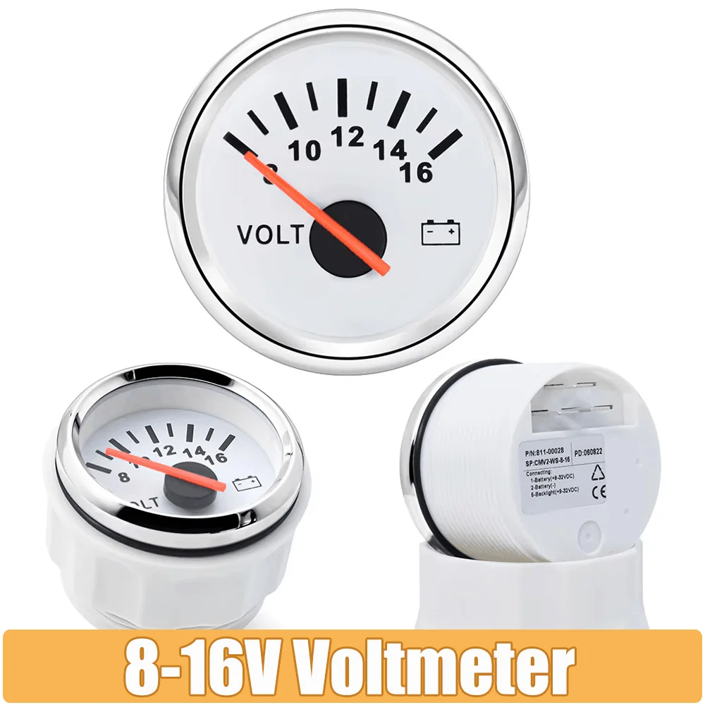 2" 52mm Voltmeter 8-16V Digital Voltmeter Amperemeter 12v Meter Display VOLT Spannungsmesser Auto Rote Hintergrundbeleuchtung Auto Boot Instrument Image
