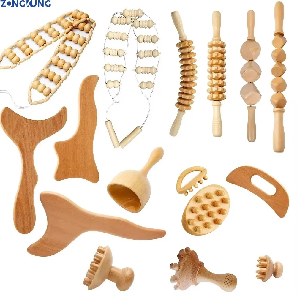 ZONGKUNG 1PCS Holz Therapie Massage Sets Schmerzen Relief Anti Cellulite Körper Abnehmen Gua Sha Zurück Massager Maderoterapia Corporal Image
