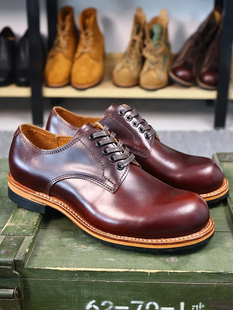 Langlebige Goodyear Edge Motorrad Langlebige traditionelle Stiefel Retro Ölleder Rot Punk Herren Rindsleder Low Top Schuhe