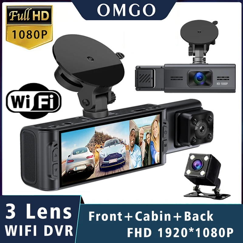 Wifi 3 Objektiv Auto DVR 1080P Dash Kamera Drei Kanal Dashcam Fahrzeug Video Dash Cam Stick Recorder Innen Mini dvrs Black Box Image