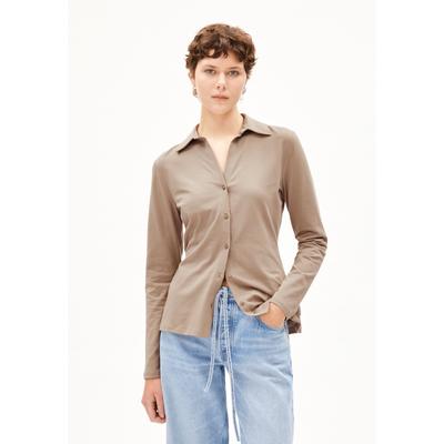 NALAANNIA - Frauen Slim Fit Bluse - braun (Größe: S)