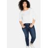 Stretch-Jeans SHEEGO "Große Größen", Damen, Gr. 21, Kurzgrößen, blau (dunkelblau denim), Obermaterial: 76% Baumwolle, 22% Polyester, 2% Elasthan, unifarben, casual, lang, Jeans, mit Gummibund und Gürtelschlaufen
