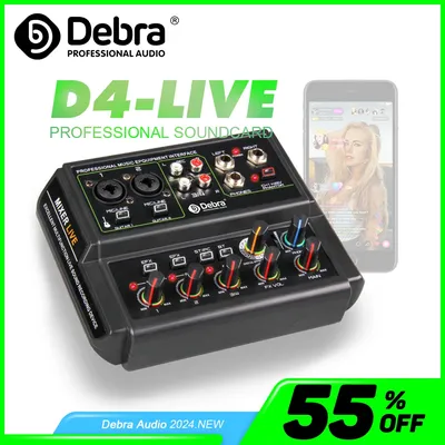 D4-Live 4 Channel Audio Interface Sound Card With Bluetooth, +48v Phantom Power, 16 Kinds Of DSP,