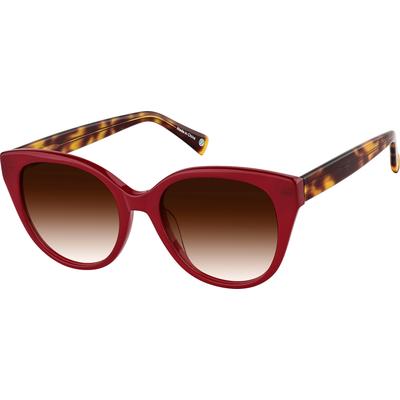 Zenni Women's Oversized Cat-Eye Rx Sunglasses Red Plastic Full Rim Frame