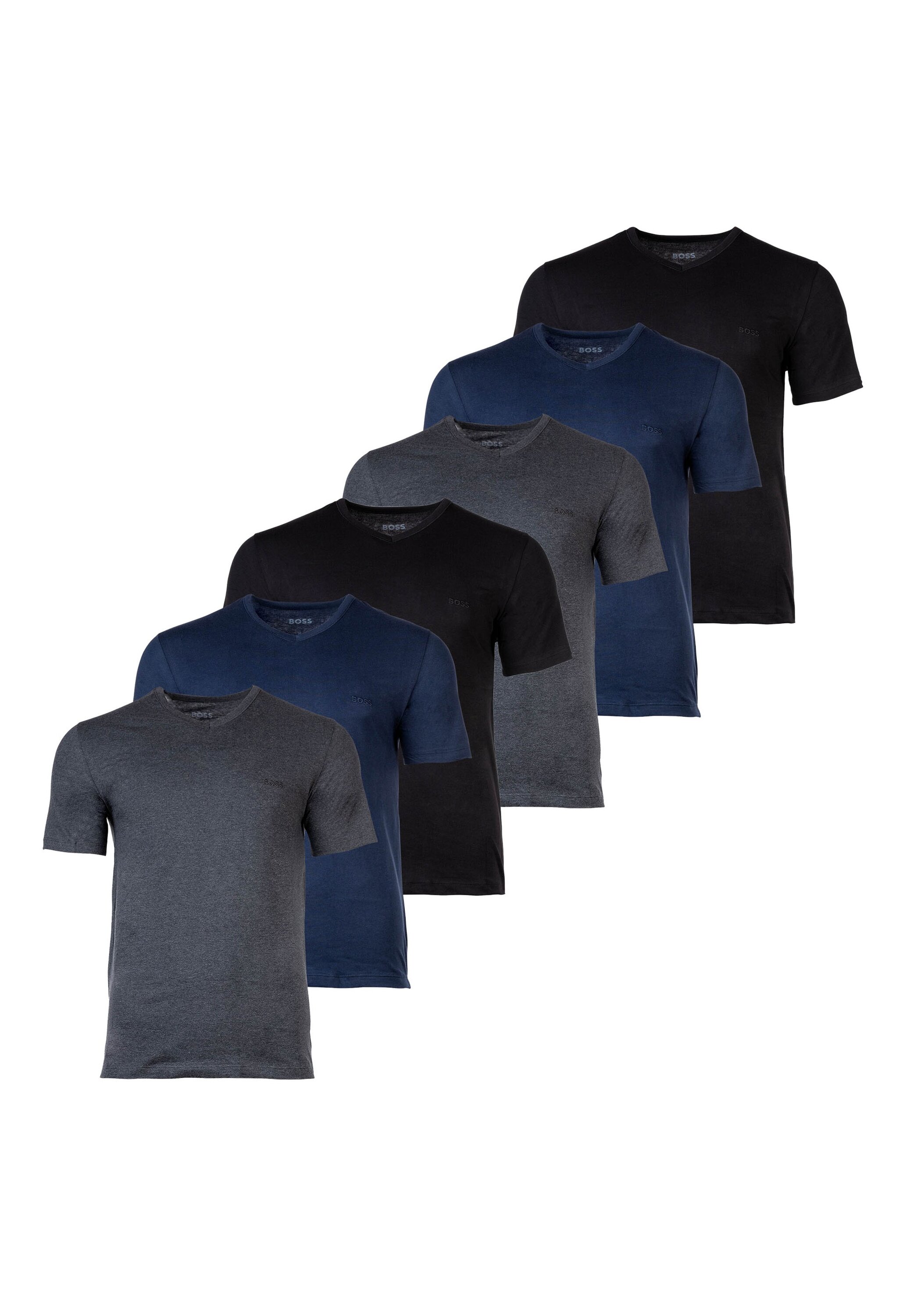 T-Shirt BOSS "T-Shirt T-ShirtVN 3P Classic 6er Pack", Herren, Gr. S, bunt (blau, grau, schwarz), Obermaterial: 100% Baumwolle CO., Shirts T-Shirt