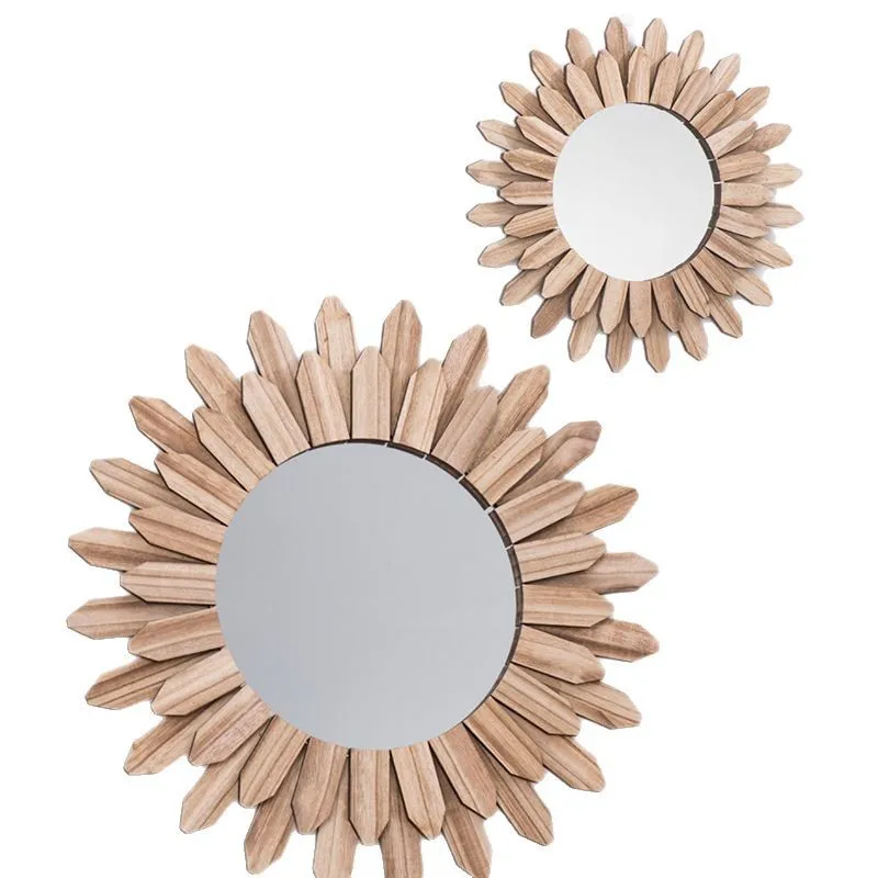 Spiegel im böhmischen Sonnenblumen-Stil, Wandspiegel, dekorativer Holzspiegel, Wandspiegel für Schlafzimmer und Wohnzimmer, Heimdekoration Image