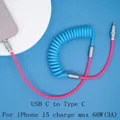 Cavo di ricarica da 1,8 M PD Max 60 W USB tipo C a tipo C per telefono per auto 15 Pro Max 6A Cbale telescopico a ricarica rapida per Samsung Xiaom