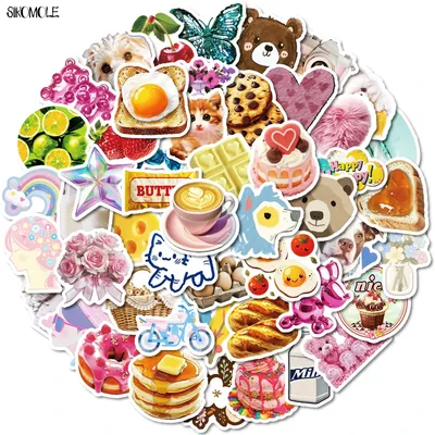 10/30/50PCS Cartoon INS Stil Mädchen Aufkleber Nette Katze Dessert Puppe Für DIY Kinder Kinder Image