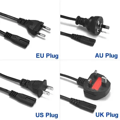 EU US UK AU AC Power Cord Figure 8 C7 Power Supply Extension Cord 1.2/1.5/1.8m for Computer Laptop