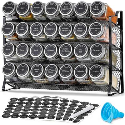 Sinbinta - 4-Etage Gewürzständer, Gewürz Organizer mit 28 Gläsern,180 Etiketten,1 Trichter,1 Stift, Image