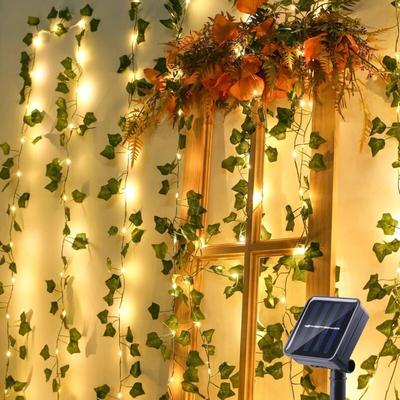 Solar-Lichterkette für den Außenbereich, 10 m, 100 LEDs, künstliche Efeu-Solargirlande, 8 Modi, Image