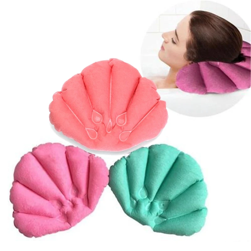 Nouveaux Produits De Salle de bain Maison Spa Oreiller De Bain Gonflable Tasses En Forme de Coquille Cou Coussin Baignoire Couleur Aléatoire Accessoires De Salle De Bain