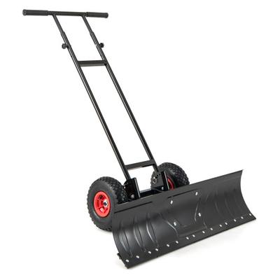 Costway 36 Inches Snow Shovel with Wheels and Adjustable Angle-Black