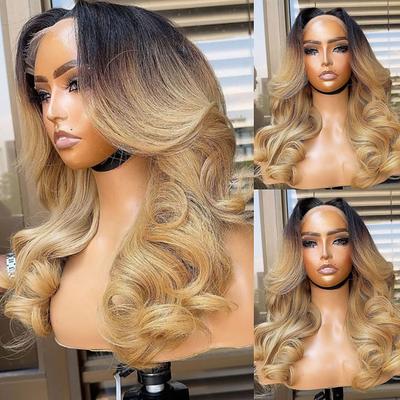 Unprocessed Virgin Hair 5x5 Closure 13x4 Lace Front Wig Free Part Brazilian Hair Wavy Blonde Multi-color Wig 130% 150% Density Ombre Hair Natural Hairline 100% Virgin Glueless Pre-Plucked For Women