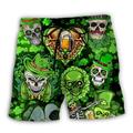 St.Patrick's Day Herren-Boardshorts, Badeshorts, Badehose, Sommershorts, Strandshorts, Kordelzug mit Netzfutter, elastischer Bund, Totenkopf-Grafikdrucke, schnell trocknend, kurze Strandshorts.