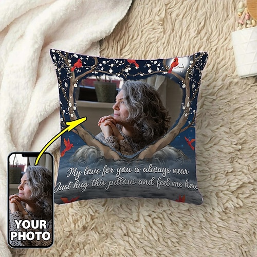 Maßgeschneiderter Gedenk-Kissenbezug Foto-Kissenbezug Wurfkissen Mitgefühlsgeschenk personalisierte Gedenkgeschenke Haustier/Person Image