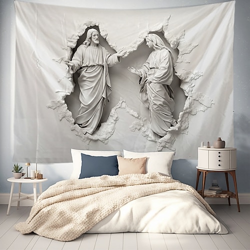 Jesus Hängender Teppich Optical Illusion Wandkunst Großer Wandteppich Mural Dekor Fotografie Hintergrund Decke Vorhang Heim Schlafzimmer Wohnzimmer Dekoration Image