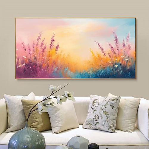 handgefertigtes Original-Landschaftsgemälde, Ölgemälde auf Leinwand, abstrakte Textur, Naturlandschaft, Gemälde, Wandkunst für die Inneneinrichtung mit gespanntem Rahmen/ohne Innenrahmen Image