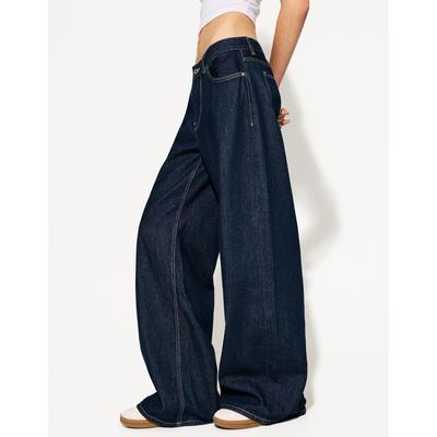 Bershka Wide-Leg Jeans Women 04 Navy