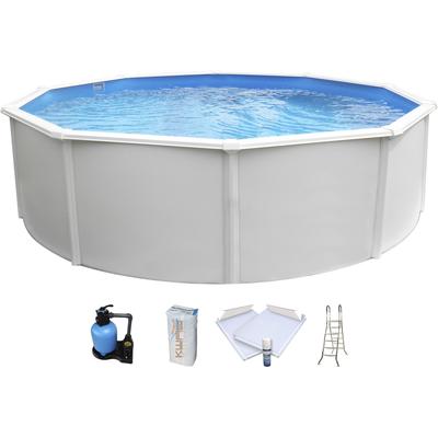 Rundpool KWAD "»Supreme« all in Premium Folie", blau (weiß, farbe innen: blau), B:360cm H:132cm L:360cm, Schwimmbecken, ØxH: 360x132cm, inkl. Bodenisolationsset Image