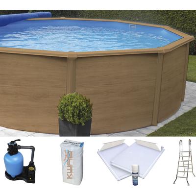 Rundpool KWAD "»Supreme« all in Premium Folie", beige (braun, farbe innen: sand), B:360cm H:132cm L:360cm, Schwimmbecken, ØxH: 360x132cm, inkl. Bodenisolationsset Image
