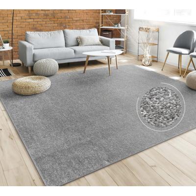 Teppich PACO HOME "Porto 890", grau (anthrazit), B:160cm H:13mm L:220cm, Obermaterial: 100% Polypropylen, Teppiche, Kurzflor, Uni-Farben, ideal im Wohnzimmer & Schlafzimmer Image