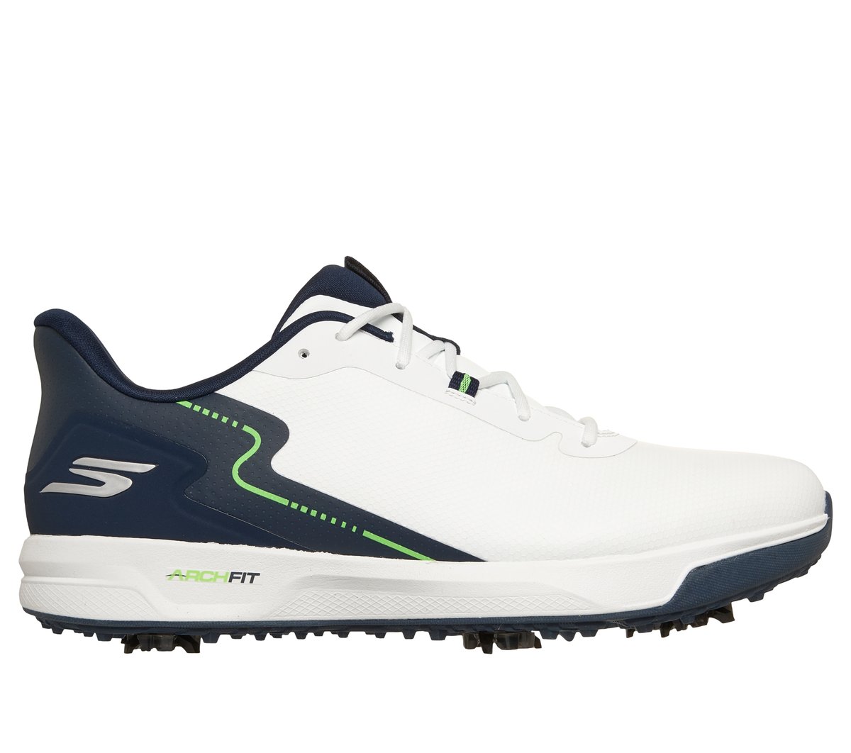 Skechers Men's Waterproof: GO GOLF Elite Vortex - Rival Shoes | Size 9.5 | White/Navy | Synthetic/Textile | Arch Fit