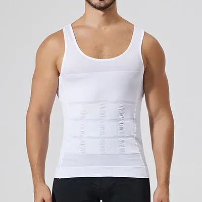 Burvogue Männer Kompression Abnehmen Body Shaper Weste Hemd Bauch schlanke Turnhalle Workout Tank Top ärmellose Bauch Shape wear Image