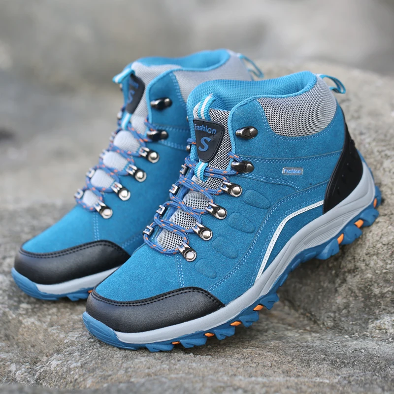 Heißer Verkauf Mode blau Wanderschuhe für Männer Frauen bequeme rutsch feste Trekking-Turnschuhe große Größe 46 Outdoor-Sportschuhe Trainer Männer Image
