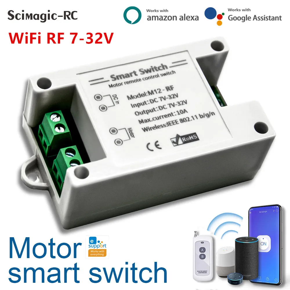 Ewelink DIY Smart Motor Fernbedienung Schalter WIFI DC Ausgang eingang 7-32V Garage Tür Timer Sprachsteuerung Arbeit mit Alexa Google Image