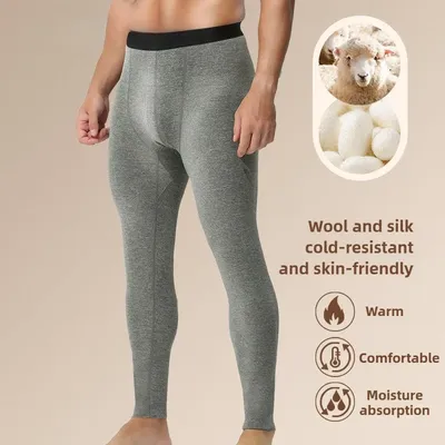 Fleece verdickte Thermohose Herren kältebeständige Unterwäsche Wolle Maulbeerseide nahtlose Herren Leggings lange Unterhosen Image