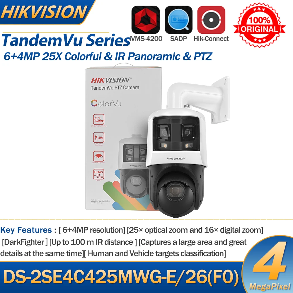 Hikvision PTZ-Kamera DS-2SE4C425MWG-E/26(F0) 4-Zoll-TandemVu 6+4MP 25X ZOOM Bunte IR-Panorama-Speed-Dome-Videoüberwachung Image