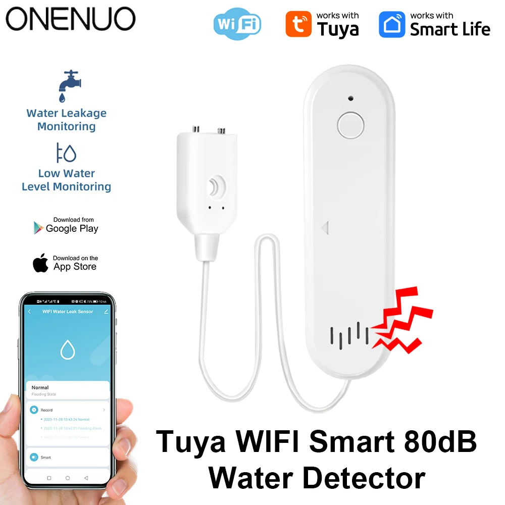 WiFi Wasser Sensor Tuya Leck Sensor Wasser Überlauf Niveau Detektor 80dB Sound Alarm System Flut Leckage Sensor Remote Monitor Image