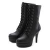 Schnürstiefelette, Damen, Gr. 42, schwarz, Obermaterial: 100% Polyurethan. Futter: 100% Textilmaterial. Decksohle: 100% Polyurethan. Laufsohle: 100% Synthetik, LASCANA BELLE AFFAIRE, unifarben, sexy, Schuhe, High-Heel-Boots mit Plateauabsatz