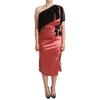 Dolce & Gabbana Damen Pinke Ein-Schulter Seiden Quaste Fransen Kleid Mittellang