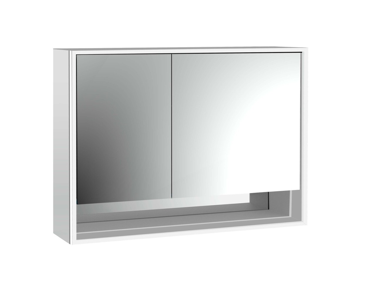 emco LED-Lichtspiegelschrank Loft mit Unterfach Aufputz, 1000 mm, breite Tür rechts Rückwand weiß, 9 979806214 Image