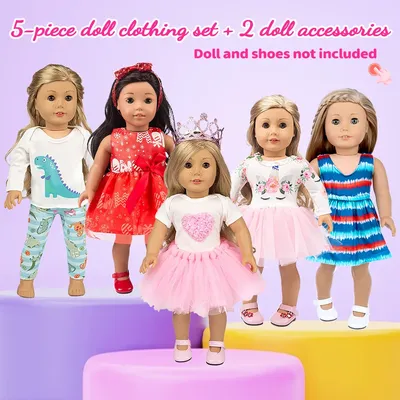 Dress Doll Clothes 5sets For 16-18Inch&40-45cm Baby New Born Doll Brilliant Party Reunion Doll Skirt