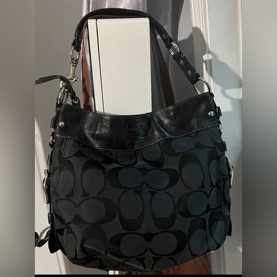 Coach Bags | Coach Handbag Black Tote Bag Wristlet Canvas Monogram Coach Purses Womens Gifts | Color: Black | Size: Os
