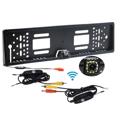 Parking Backup Reverse Car Wireless Rear View Camera with EU License Plate Frame CCD HD 170 Degree Night Vision