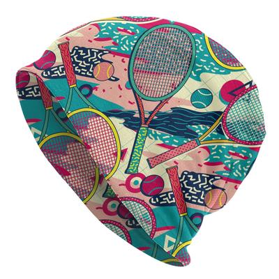 TEMU Racket & Print Skullie - Sporty Geometric Pattern Cap For Fashion & Casual Wear, Streetwear Accessory, Trendy , Soft Material, Streetwear Lovers Image