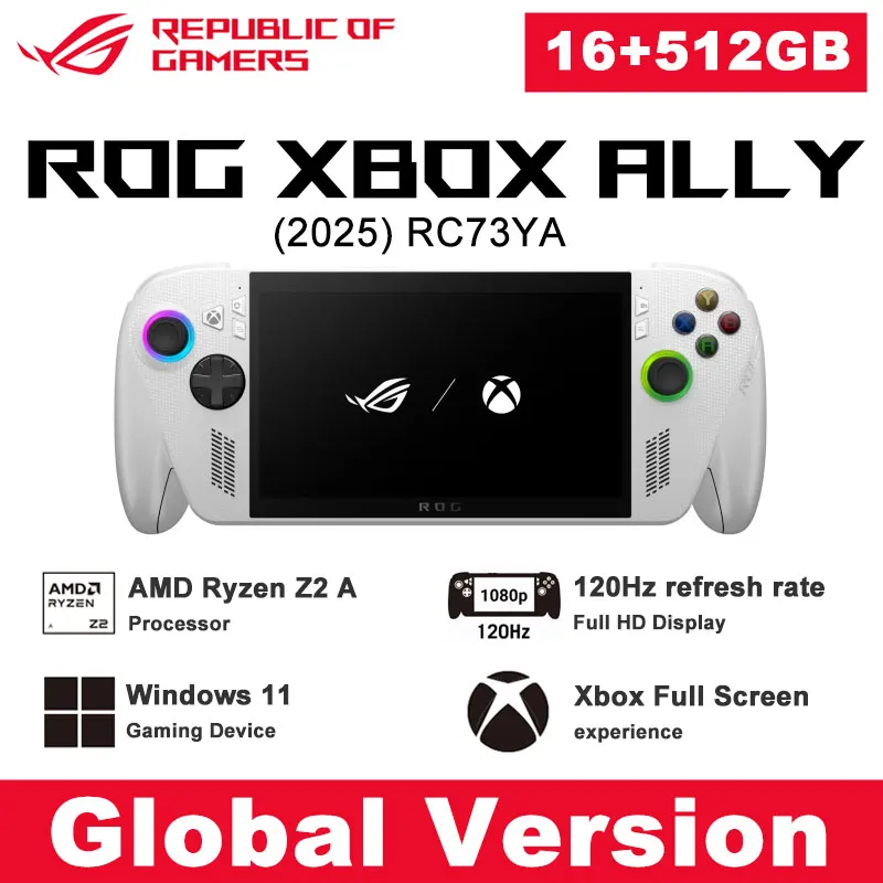 Global Version ROG Xbox Ally (2025) RC73YA Gaming Handheld PC Windows 11 Home AMD Ryzen Z2 A Processor 7-inch Display