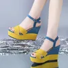2024 neue Frauen Schuhe Plattform Sandalen Frauen Peep Toe Hohe Keile Ferse Knöchel Schnallen Sandalia Espadrilles Weibliche Sandalen Schuhe