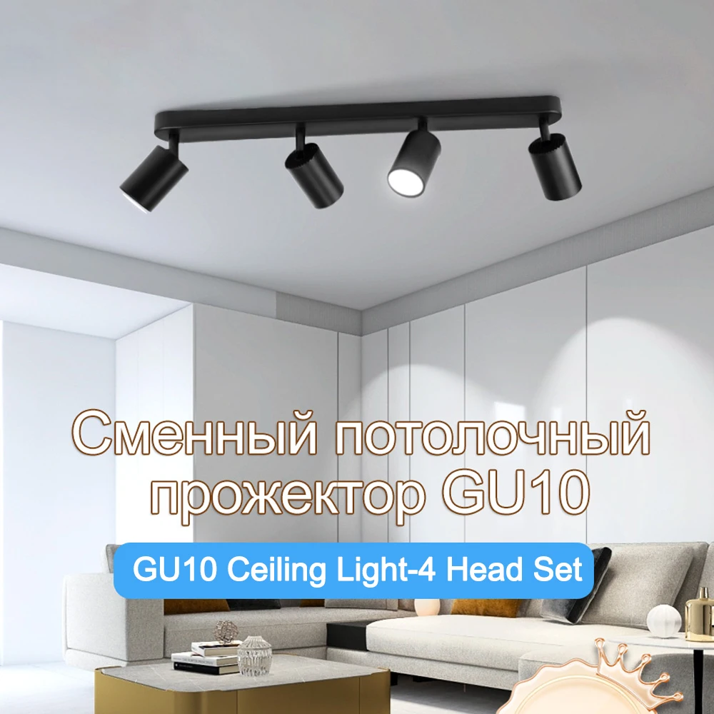 LED-Decken-Schienenleuchte mit Austauschbaren GU10-Glühbirnen, Wandhängelampe für Wohnzimmer, Kronleuchter, LED-Deckenleuchte, Spot