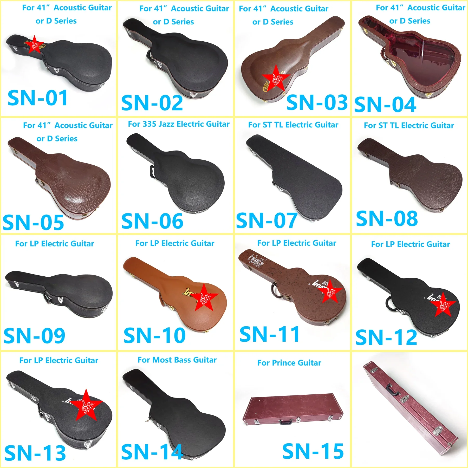 Premium-Gitarrenkoffer für E-Gitarren und Bass, 15-Modelle für verschiedene Gitarrenarten Image