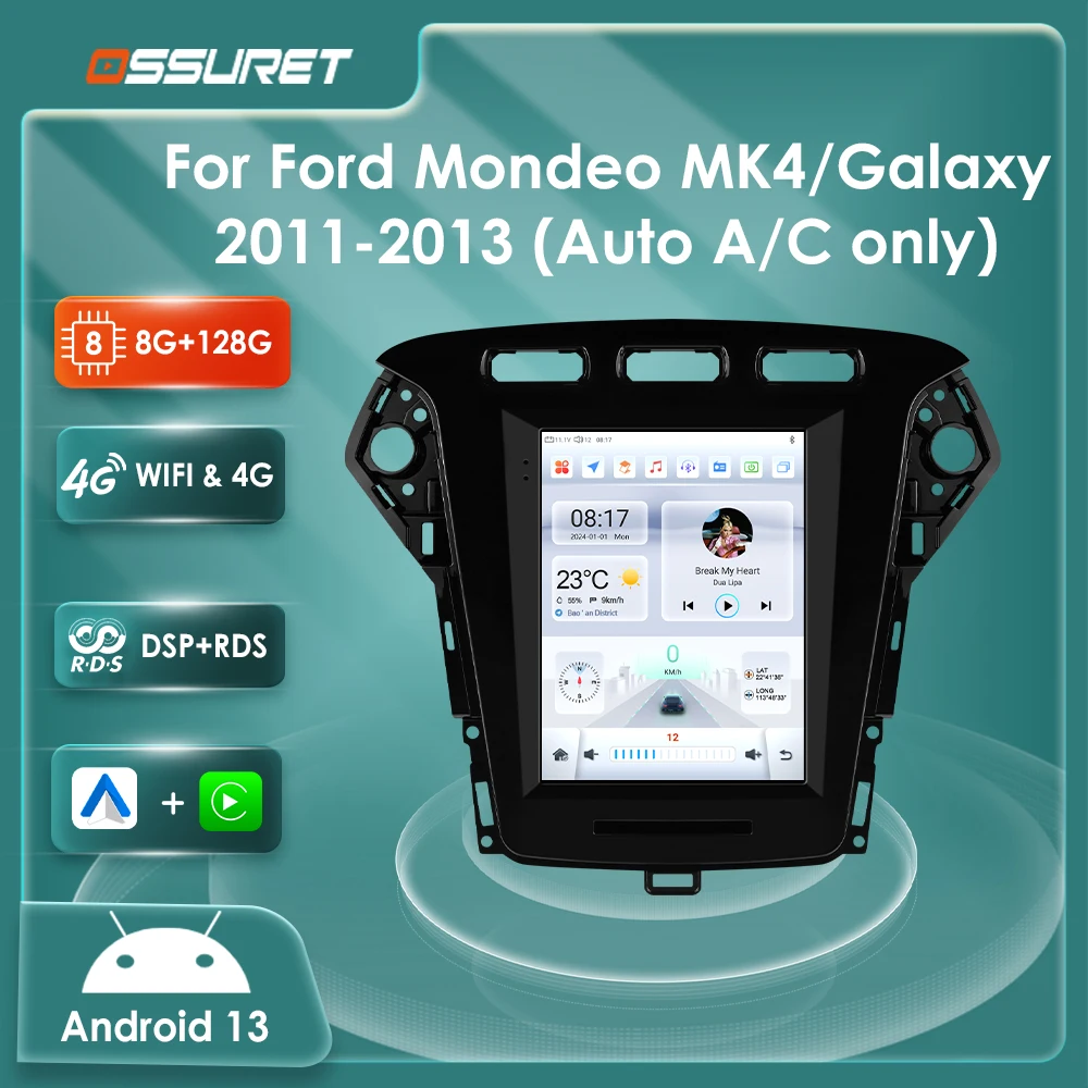9,7 "Android 13 Autoradio für Ford Mondeo mk4 Galaxy A/C 2011 2012 2013 Multimedia-player 7862 Carplay GPS Stereo Audio Bildschirm Image