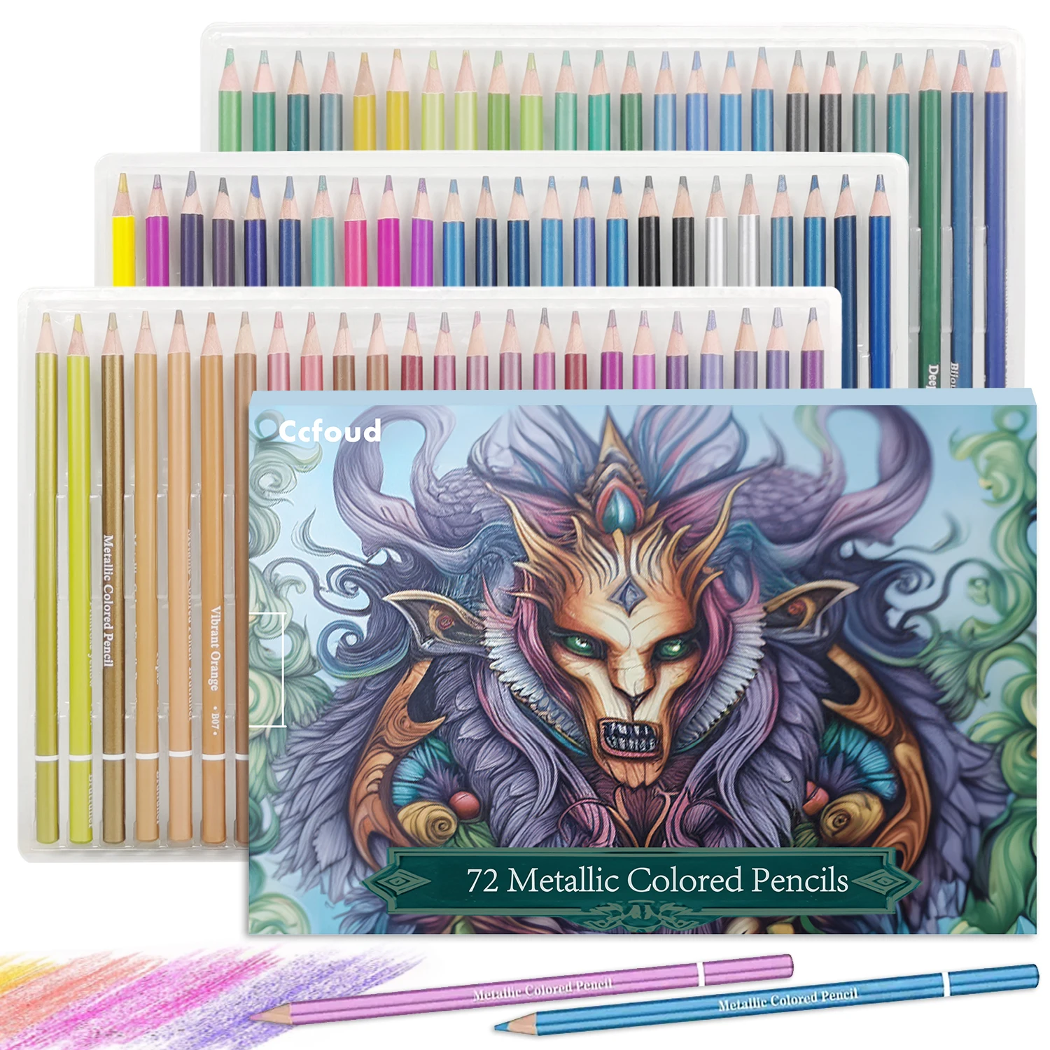Brutfuner 72 Metallic-Buntstifte zum Malen von Büchern, Buntstifte mit weichem Kern und lebendigen Farben, ideal für Künstler Drawi Image