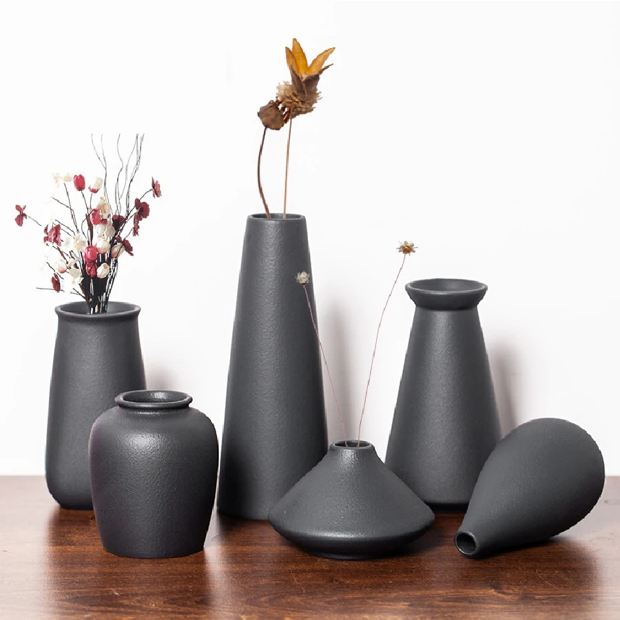 Japanische Minivase, Desktop-Pflanzgefäß für trockene Blumen, hydroponische Dekoration aus Keramik Image