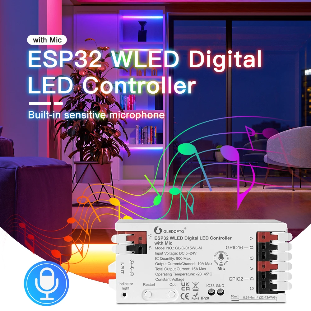GLEDOPTO ESP8266 WLED LED Controller Dynamische RGB 800IC DIY App Steuerung Für WS2811 WS2812 SK6812 TM1814 WS2813 WS2815 Streifen Licht Image
