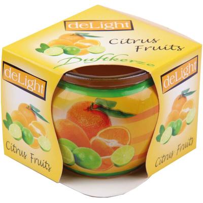 Duftkerzen Motiv im Glas, lange Brenndauer und angenehmer Duft ( Citrus Fruits ) - Gelb